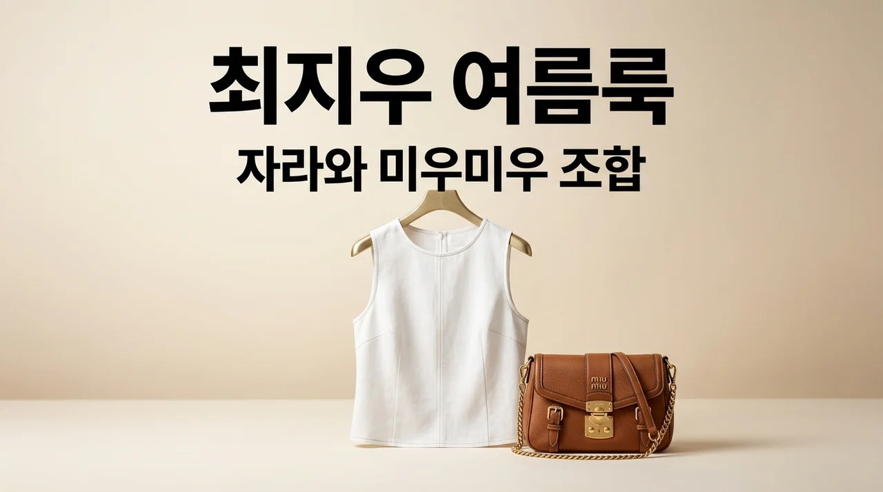 최지우 자라 나시탑 미우미우 가방, 50대 여름휴가 코디의 정석