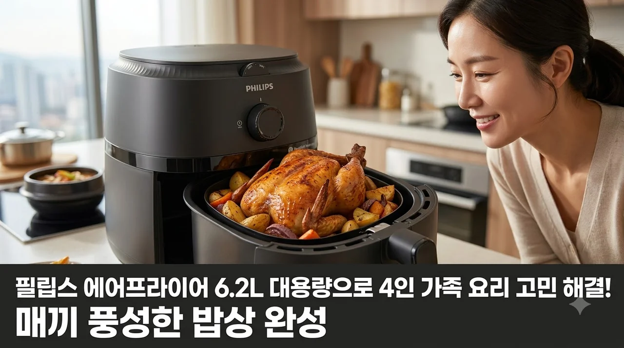 필립스 에어프라이어 6.2L 대용량으로 4인 가족 요리 고민 해결했어요