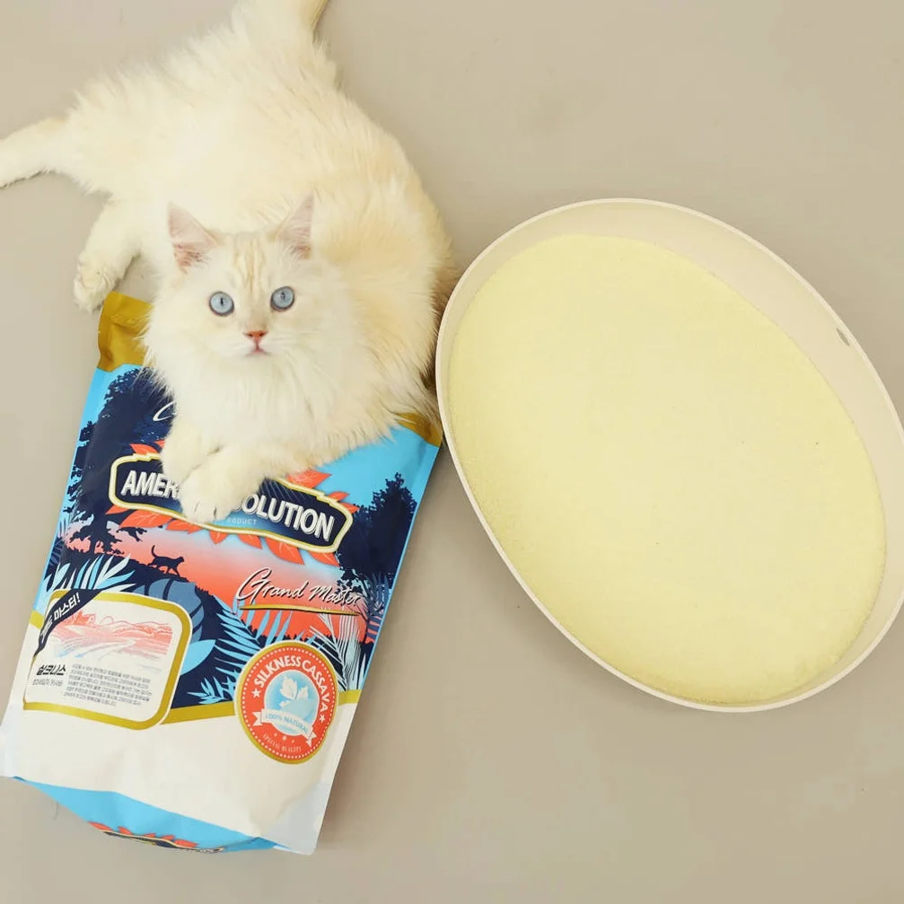 [고양이의 날] 아메리칸솔루션 최고급 브라질산 카사바 먼지없는 고양이모래 실크니스, 6kg, 2개 상세 이미지 4
