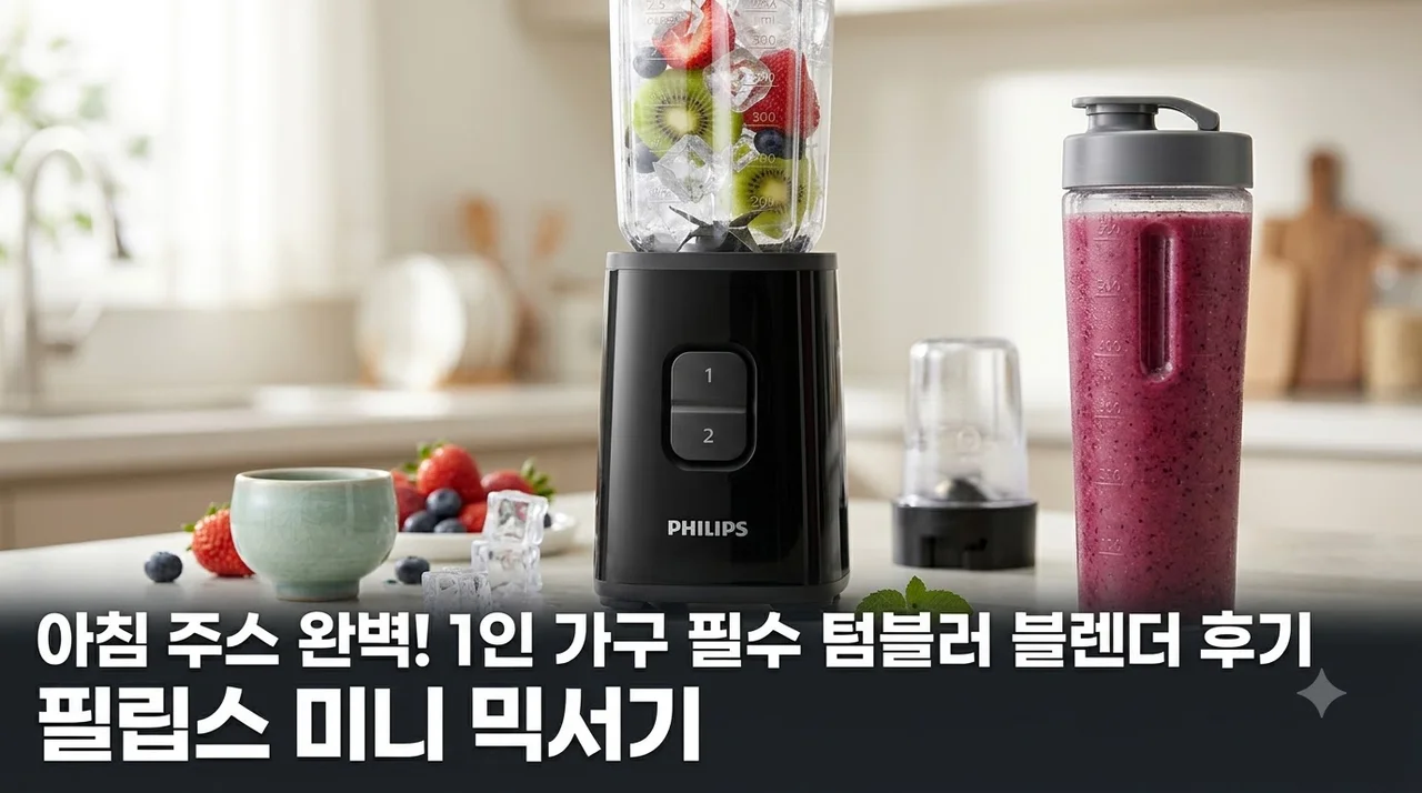 아침 주스용 필립스 미니 믹서기 1인 가구 추천 텀블러 블렌더 사용 후기