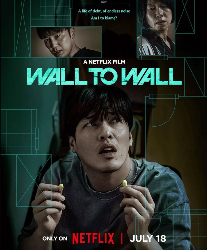 all-to-wall-netflix-poster.jpg" alt="Wall to Wall Netflix Korean thriller poster featuring Kang Ha-neul with earplugs showing apartment noise conflicts