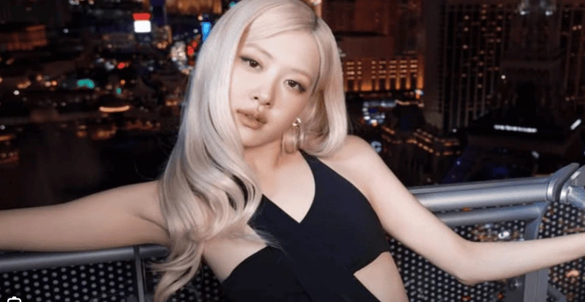 BLACKPINK Rose solo achievements blonde hair cityscape night photoshoot