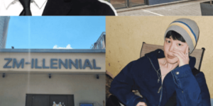 K-pop idol family owned cafes Seoul Korea collage featuring BTS RM sister Cafe Far Ben, BTS Jimin father ZMILLENNIAL Busan, and EXO Kai sister Kamong Cafe with signature menu items and modern storefronts